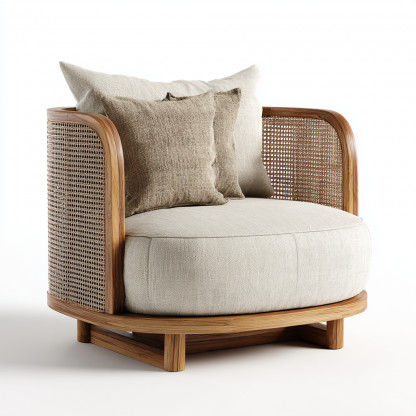 Wabi-sabi style rattan sofa, villa balcony terrace, homestay model room, rattan chair, table and chair three-piece furniture - Image 5