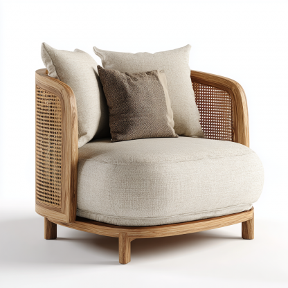 Wabi-sabi style rattan sofa, villa balcony terrace, homestay model room, rattan chair, table and chair three-piece furniture - Image 4