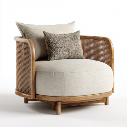 Wabi-sabi style rattan sofa, villa balcony terrace, homestay model room, rattan chair, table and chair three-piece furniture - Image 3