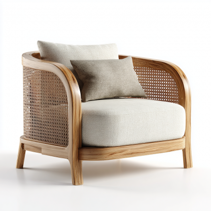 Wabi-sabi style rattan single-person sofa chair, living room balcony leisure chair, homestay hotel furniture - Image 5