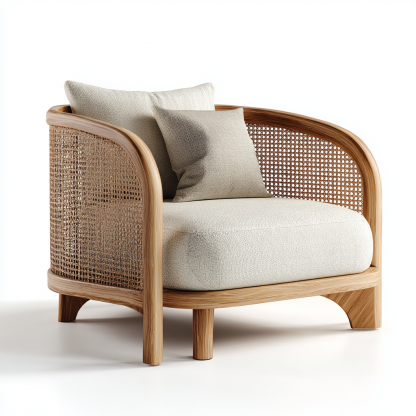 Wabi-sabi style rattan single-person sofa chair, living room balcony leisure chair, homestay hotel furniture - Image 4