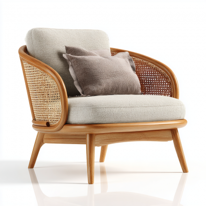 Wabi-sabi style rattan single sofa, hotel, homestay, sales office, negotiation chair, office for receiving guests - Image 9