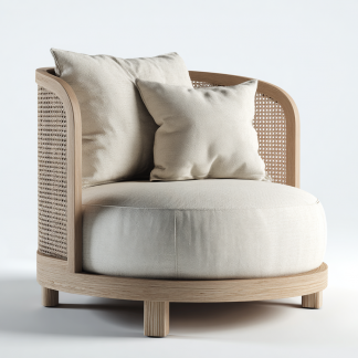 Wabi-sabi style rattan single sofa, hotel, homestay, sales office, negotiation chair, office for receiving guests