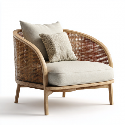 Wabi-sabi style rattan single sofa, hotel, homestay, sales office, negotiation chair, office for receiving guests - Image 6