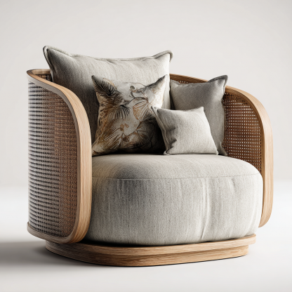 Wabi-sabi style rattan single sofa, hotel, homestay, sales office, negotiation chair, office for receiving guests - Image 7
