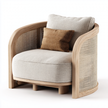 Wabi-sabi style rattan single sofa, hotel, homestay, sales office, negotiation chair, office for receiving guests - Image 8