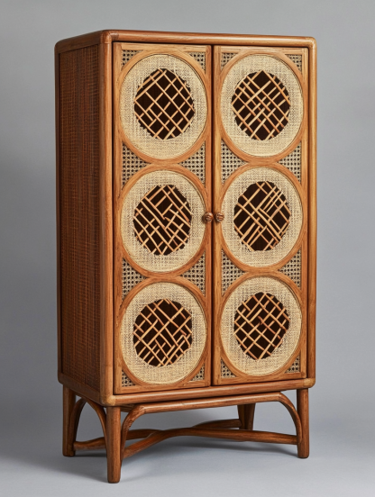 Wabi-sabi style wicker storage cabinets are new products for home foyer, dining area, solid wood homestay and light luxury entrance storage - Image 5