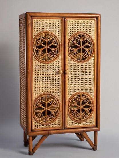 Wabi-sabi style wicker storage cabinets are new products for home foyer, dining area, solid wood homestay and light luxury entrance storage - Image 4