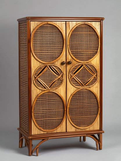 Wabi-sabi style wicker storage cabinets are new products for home foyer, dining area, solid wood homestay and light luxury entrance storage - Image 3
