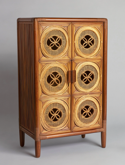 Wabi-sabi style wicker storage cabinets are new products for home foyer, dining area, solid wood homestay and light luxury entrance storage - Image 2
