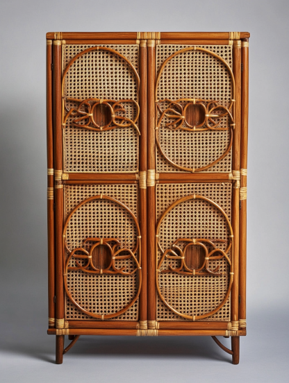 Wabi-sabi style wicker storage cabinets are new products for home foyer, dining area, solid wood homestay and light luxury entrance storage - Image 5