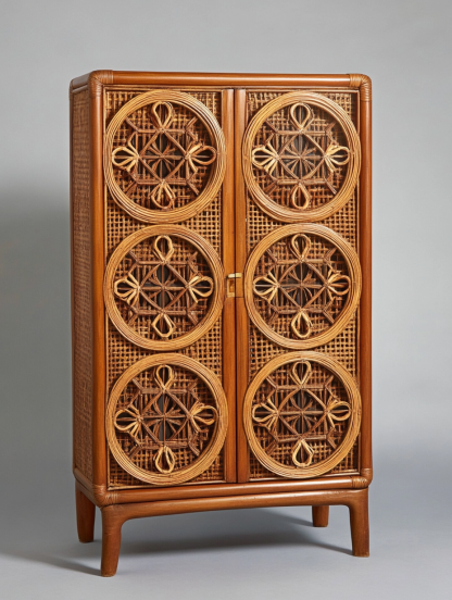 Wabi-sabi style wicker storage cabinets are new products for home foyer, dining area, solid wood homestay and light luxury entrance storage - Image 4