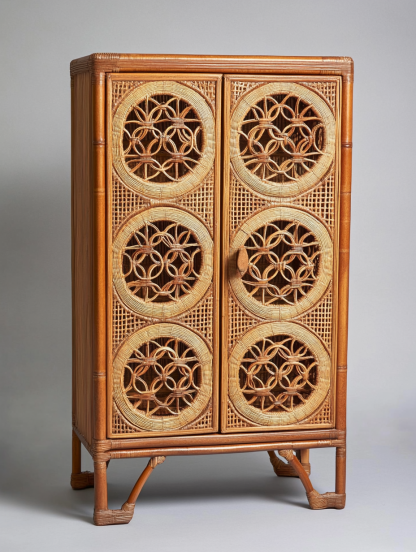Wabi-sabi style wicker storage cabinets are new products for home foyer, dining area, solid wood homestay and light luxury entrance storage - Image 3