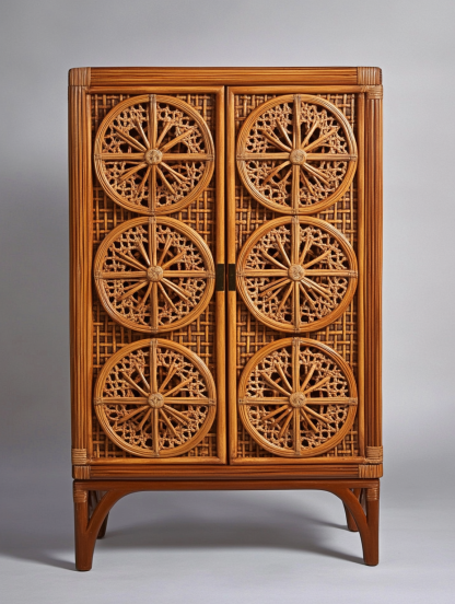 Wabi-sabi style wicker storage cabinets are new products for home foyer, dining area, solid wood homestay and light luxury entrance storage - Image 2