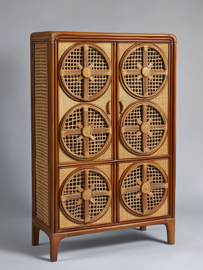 Wabi-sabi style wicker storage cabinets are new products for home foyer, dining area, solid wood homestay and light luxury entrance storage - Image 9