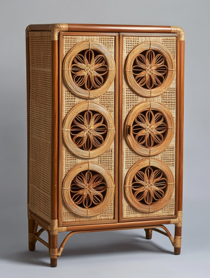 Wabi-sabi style wicker storage cabinets are new products for home foyer, dining area, solid wood homestay and light luxury entrance storage - Image 7