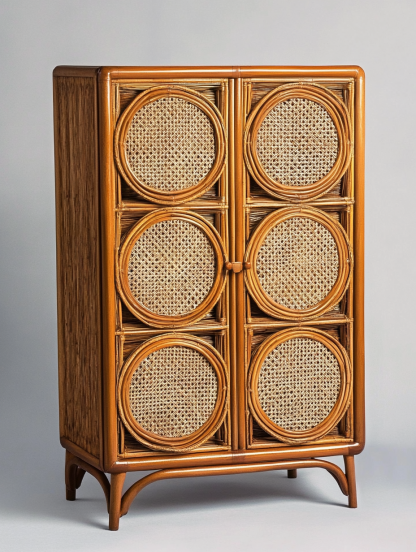 Wabi-sabi style wicker storage cabinets are new products for home foyer, dining area, solid wood homestay and light luxury entrance storage - Image 7