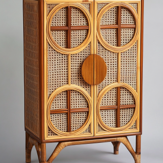 Wabi-sabi style wicker storage cabinets are new products for home foyer, dining area, solid wood homestay and light luxury entrance storage
