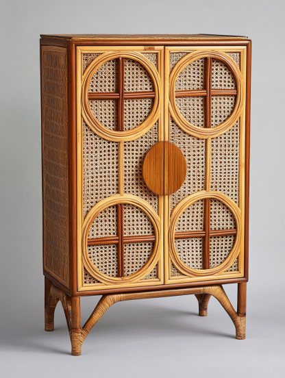 Wabi-sabi style wicker storage cabinets are new products for home foyer, dining area, solid wood homestay and light luxury entrance storage