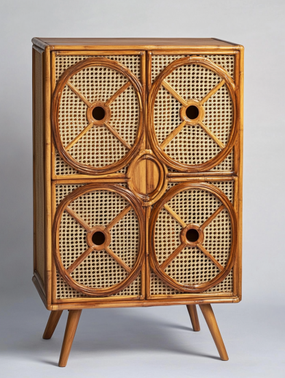 Wabi-sabi style wicker storage cabinets are new products for home foyer, dining area, solid wood homestay and light luxury entrance storageWabi-sabi style wicker storage cabinets are new products for - Image 9
