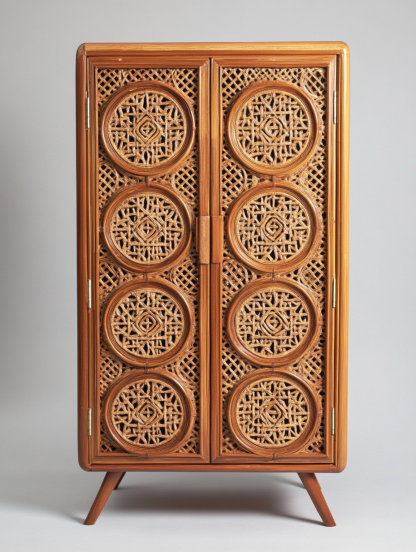 Wabi-sabi style wicker storage cabinets are new products for home foyer, dining area, solid wood homestay and light luxury entrance storage - Image 9
