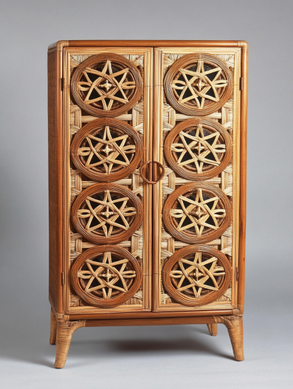 Wabi-sabi style wicker storage cabinets are new products for home foyer, dining area, solid wood homestay and light luxury entrance storage - Image 8