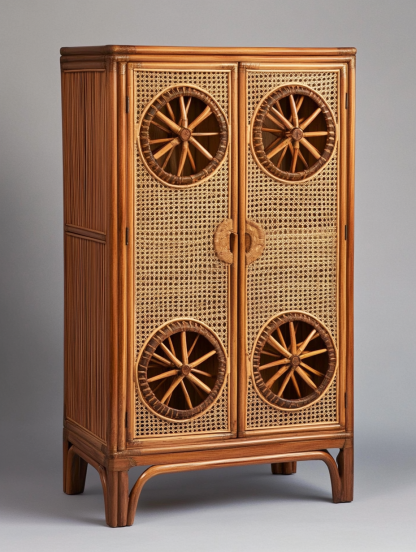Wabi-sabi style rattan storage cabinet, living room wall-mounted storage cabinet, bedroom bedside table, and decorative cabinet for homestays and hotels - Image 8