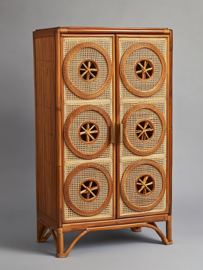 Wabi-sabi style rattan storage cabinet, living room wall-mounted storage cabinet, bedroom bedside table, and decorative cabinet for homestays and hotels - Image 7