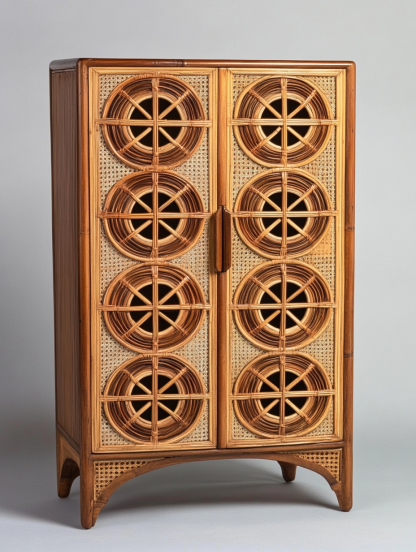 Wabi-sabi style rattan storage cabinet, living room wall-mounted storage cabinet, bedroom bedside table, and decorative cabinet for homestays and hotels