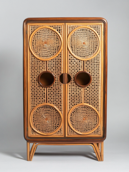 Wabi-sabi style wicker storage cabinets are new products for home foyer, dining area, solid wood homestay and light luxury entrance storage - Image 9