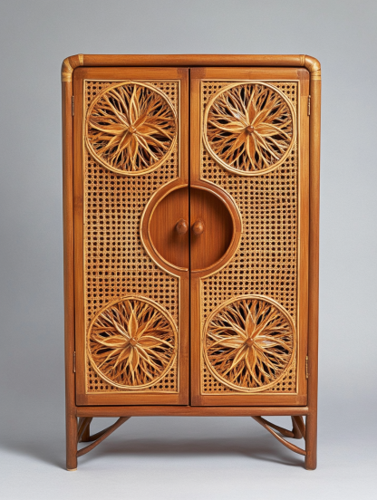 Wabi-sabi style wicker storage cabinets are new products for home foyer, dining area, solid wood homestay and light luxury entrance storage - Image 7