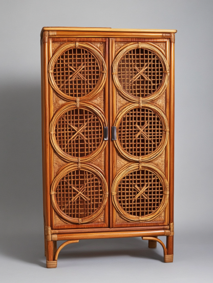 Wabi-sabi style solid wood sideboard, wicker carved American-style entrance cabinet, living room storage cabinet, retro and aged dining room - Image 2