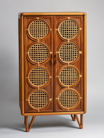 Wabi-sabi style wicker storage cabinets, living room wall-mounted storage cabinets, bedroom bedside tables, and ancient-style homestay hotels - Image 3