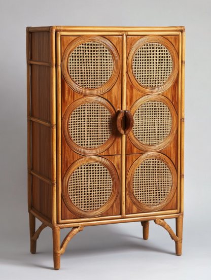 Wabi-sabi style wicker storage cabinets, living room wall-mounted storage cabinets, bedroom bedside tables, and ancient-style homestay hotels - Image 2