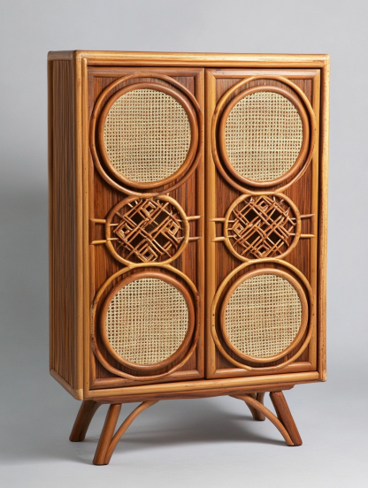 Wabi-sabi style wicker storage cabinets are new products for home foyer, dining area, solid wood homestay and light luxury entrance storage - Image 3