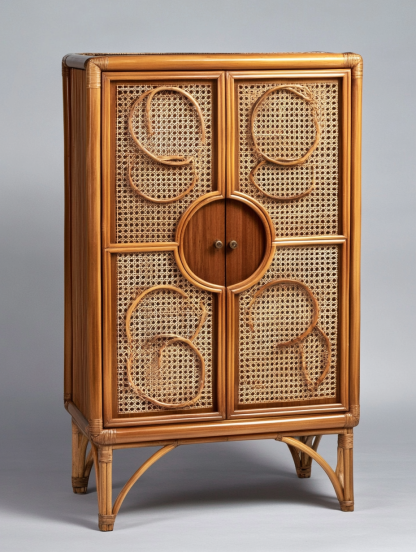 Wabi-sabi style rattan storage cabinet, living room wall-mounted storage cabinet, bedroom bedside table, and decorative cabinet for homestays and hotels - Image 9