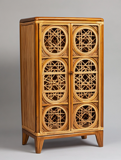Wabi-sabi style wicker storage cabinets are new products for home foyer, dining area, solid wood homestay and light luxury entrance storageWabi-sabi style wicker storage cabinets are new products for - Image 2
