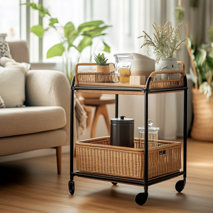 Small trolley storage rack, movable coffee table, side table, small bedside table, non-solid wood small table - Image 9