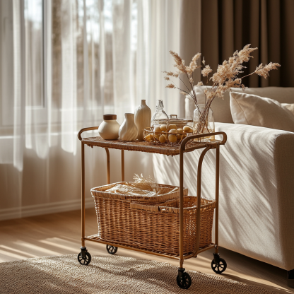 Small trolley storage rack, movable coffee table, side table, small bedside table, non-solid wood small table - Image 8