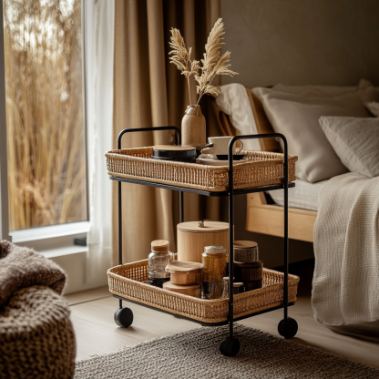 Small trolley storage rack, movable coffee table, side table, small bedside table, non-solid wood small table - Image 7