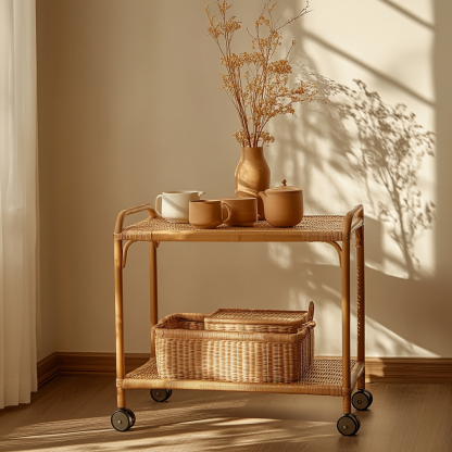 Small trolley storage rack, movable coffee table, side table, small bedside table, non-solid wood small table - Image 4