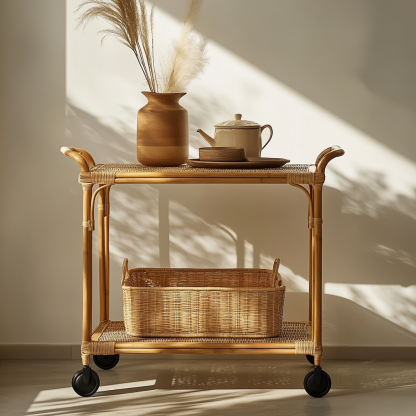 Movable sofa side table, living room household coffee table, ancient-style small cart, non-solid wood bedroom storage shelf - Image 8