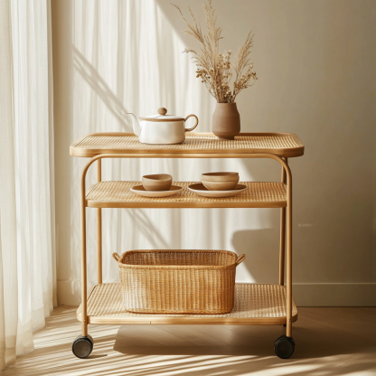 Movable sofa side table, living room household coffee table, ancient-style small cart, non-solid wood bedroom storage shelf - Image 6