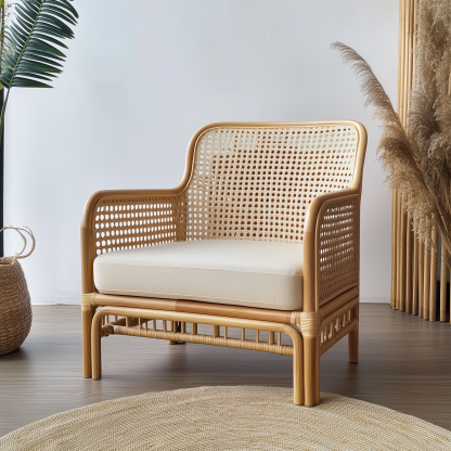 Nordic ins rattan chair, natural rattan backrest chair, Japanese rattan single sofa, casual chair, living room, balcony and home - Image 10