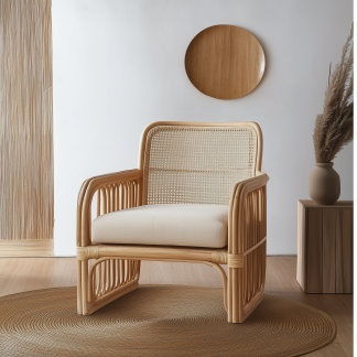 Little Forest Japanese-style rattan three-seater sofa homestay Hotel Leisure and creative handcrafted real rattan lazy person's small sofa