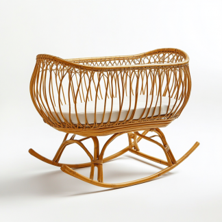 Wabi-sabi style solid wood rattan rocking chair, a modern and simple Japanese wabi-sabi style retro solid wood rattan rocking chair