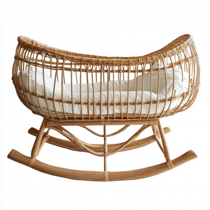 Wabi-sabi style solid wood rattan rocking chair, a modern and simple Japanese wabi-sabi style retro solid wood rattan rocking chair - Image 5