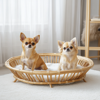 Pet bed, wicker dog bed, cat bed, American-style retro solid wood animal house furniture, Teddy Bichon Frise dog mattress - Image 5