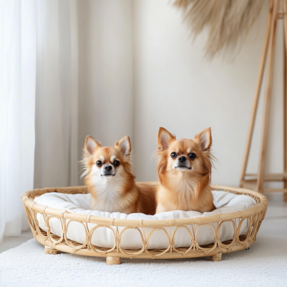 Pet bed, wicker dog bed, cat bed, American-style retro solid wood animal house furniture, Teddy Bichon Frise dog mattress - Image 2
