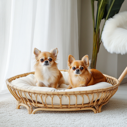 Pet bed, wicker dog bed, cat bed, American-style retro solid wood animal house furniture, Teddy Bichon Frise dog mattress - Image 2